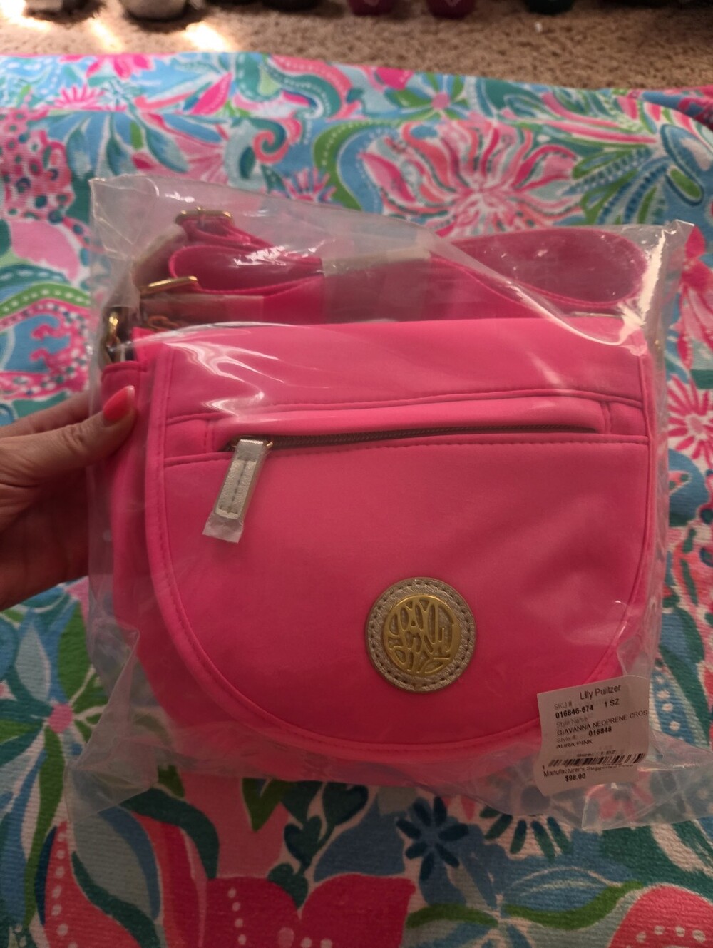 NIP Lilly Pulitzer Neoprene Crossbody - Aura Pink Hot Pink